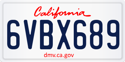 CA license plate 6VBX689