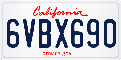 CA license plate 6VBX690