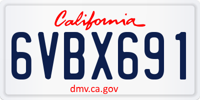 CA license plate 6VBX691