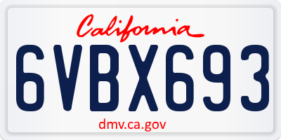 CA license plate 6VBX693