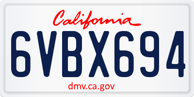 CA license plate 6VBX694
