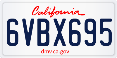 CA license plate 6VBX695