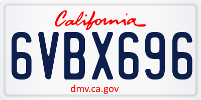 CA license plate 6VBX696