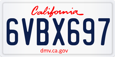 CA license plate 6VBX697