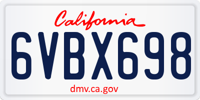 CA license plate 6VBX698