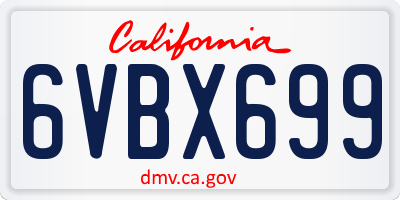 CA license plate 6VBX699