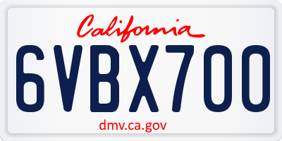 CA license plate 6VBX700