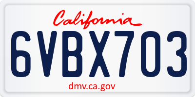 CA license plate 6VBX703
