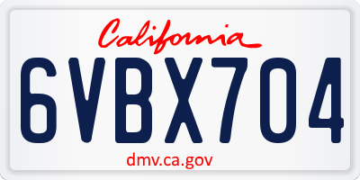 CA license plate 6VBX704