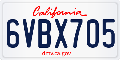 CA license plate 6VBX705