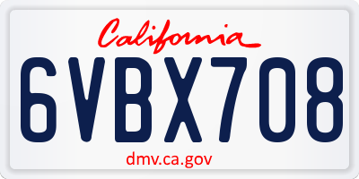 CA license plate 6VBX708