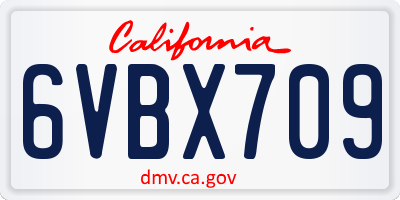 CA license plate 6VBX709