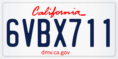 CA license plate 6VBX711