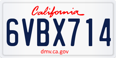 CA license plate 6VBX714