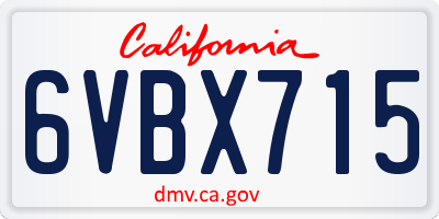 CA license plate 6VBX715