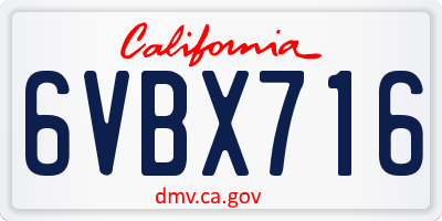 CA license plate 6VBX716