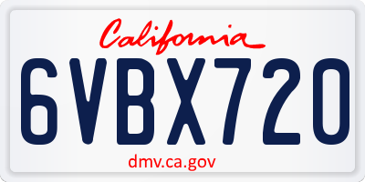 CA license plate 6VBX720
