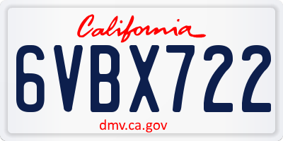 CA license plate 6VBX722