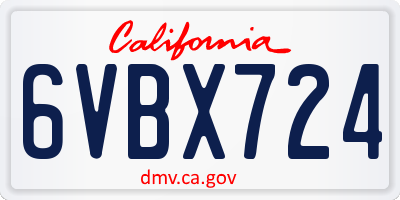 CA license plate 6VBX724