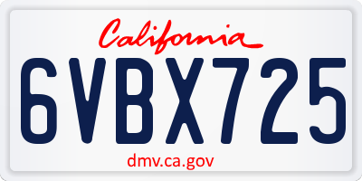CA license plate 6VBX725