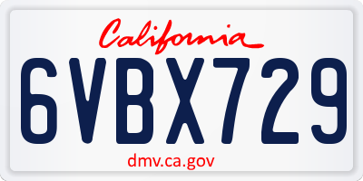 CA license plate 6VBX729