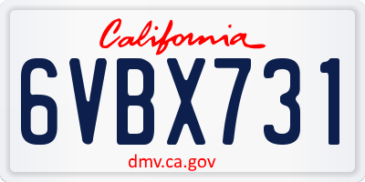 CA license plate 6VBX731