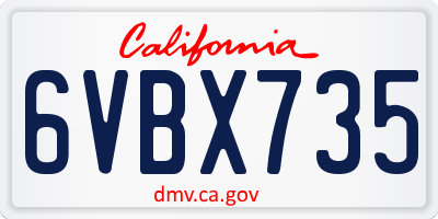 CA license plate 6VBX735