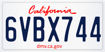 CA license plate 6VBX744