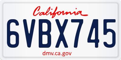 CA license plate 6VBX745