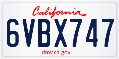 CA license plate 6VBX747