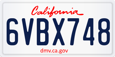 CA license plate 6VBX748