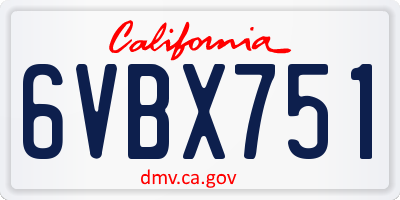 CA license plate 6VBX751