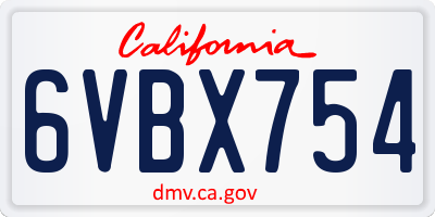 CA license plate 6VBX754