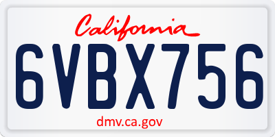 CA license plate 6VBX756