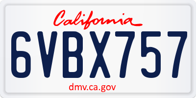 CA license plate 6VBX757