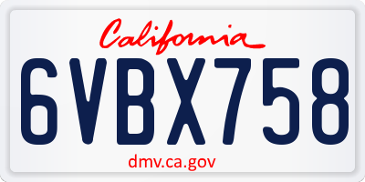CA license plate 6VBX758