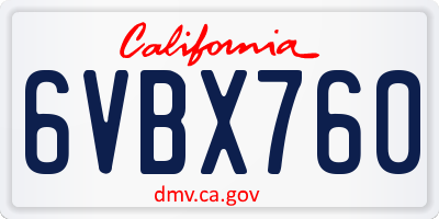CA license plate 6VBX760