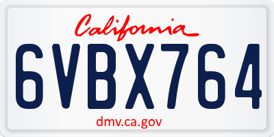 CA license plate 6VBX764
