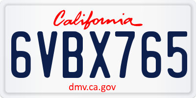 CA license plate 6VBX765