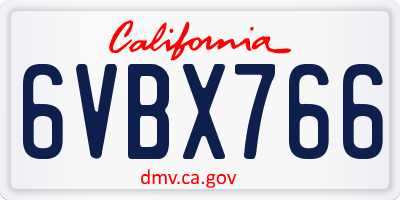 CA license plate 6VBX766