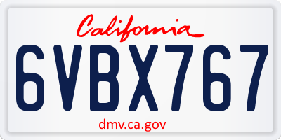 CA license plate 6VBX767