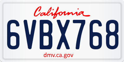 CA license plate 6VBX768