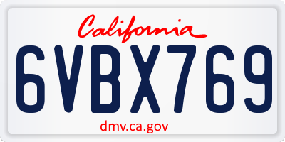 CA license plate 6VBX769