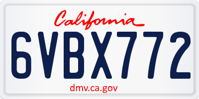 CA license plate 6VBX772