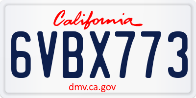 CA license plate 6VBX773