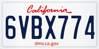 CA license plate 6VBX774