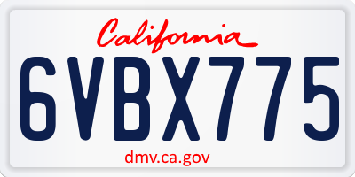 CA license plate 6VBX775