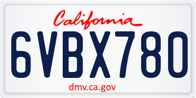 CA license plate 6VBX780