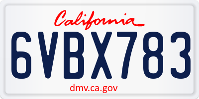 CA license plate 6VBX783