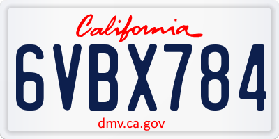 CA license plate 6VBX784
